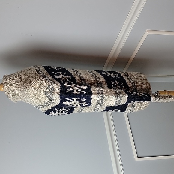 TELLURIDE CLOTHING CO. Wool Blend Snowflake Open Knit Boho Retro Long Cardigan S - Picture 2 of 8